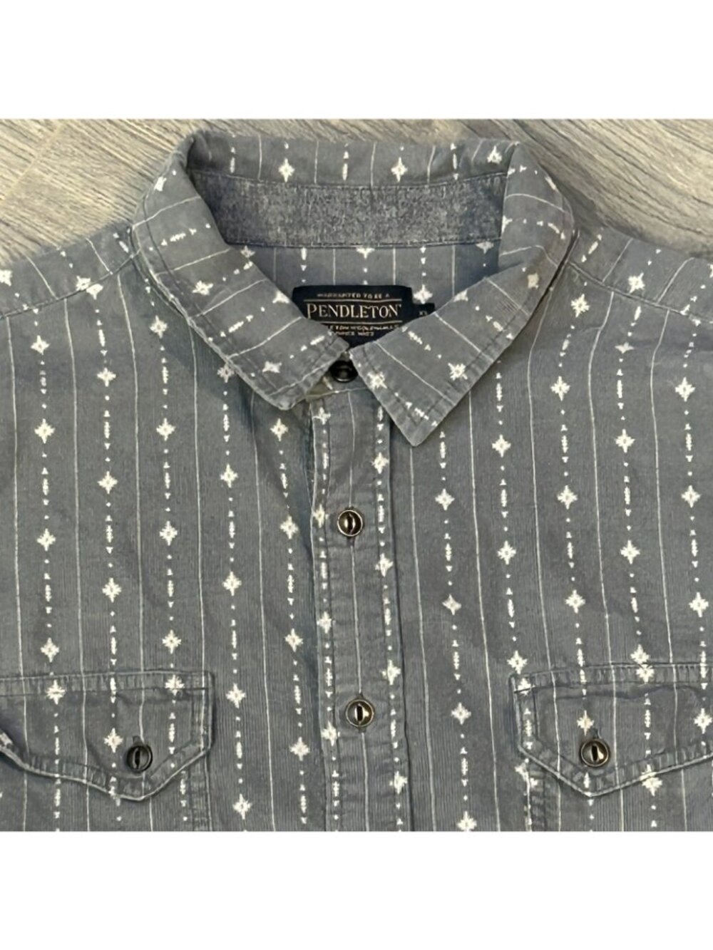 Pendleton Shirt Men XL Slate Pinwale Corduroy Geometric Button Up Western Casual - Picture 2 of 13